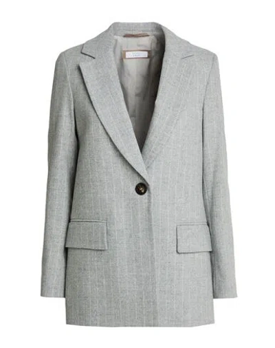 Peserico Easy Woman Blazer Light Grey Size 4 Wool, Polyester, Viscose, Polyamide, Elastane In Gray