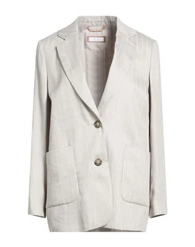 Peserico Easy Woman Blazer Light Grey Size 6 Linen, Viscose, Polyamide In Neutral