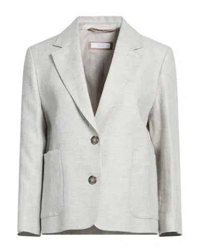 Peserico Easy Woman Blazer Light Grey Size 8 Linen In Gray