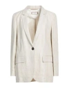 Peserico Easy Woman Blazer Light Grey Size 8 Linen In White