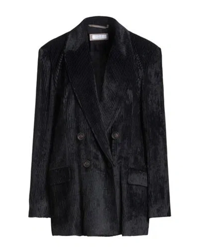 Peserico Easy Woman Blazer Midnight Blue Size 16 Viscose In Black