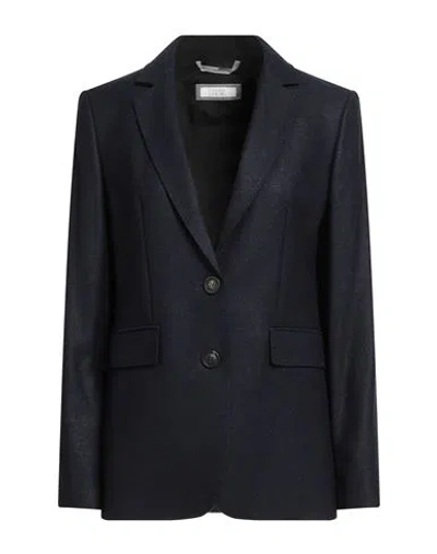 Peserico Easy Woman Blazer Midnight Blue Size 6 Virgin Wool, Polyester, Polyamide, Elastane In Black