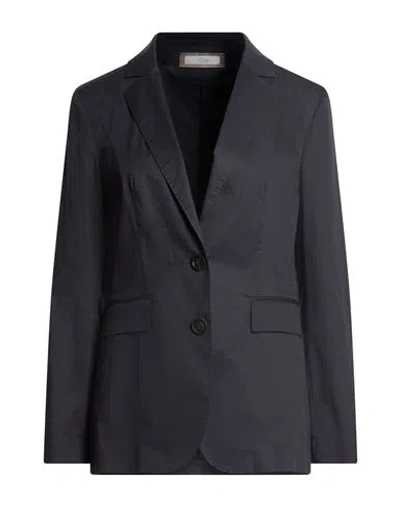 Peserico Easy Woman Blazer Navy Size 12 Cotton, Elastane In Black