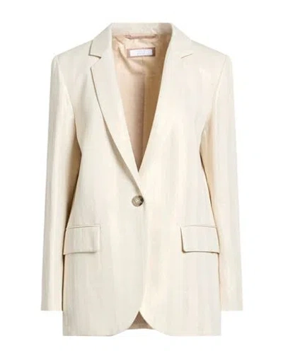 Peserico Easy Woman Blazer Platinum Size 6 Cotton, Linen In Neutral