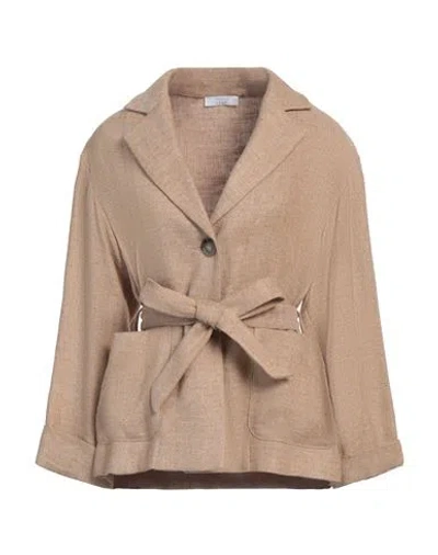 Peserico Easy Woman Blazer Sand Size 6 Linen, Viscose, Cotton, Polyester, Polyamide In Beige