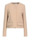 Peserico Easy Woman Blazer Sand Size 6 Polyester, Viscose, Cotton, Elastane In Brown