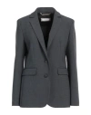 Peserico Easy Woman Blazer Charcoal Size 6 Polyester, Viscose, Cotton, Elastane In Grey