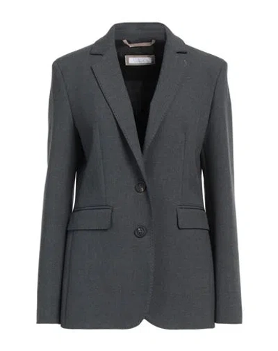 Peserico Easy Woman Blazer Charcoal Size 6 Polyester, Viscose, Cotton, Elastane In Grey