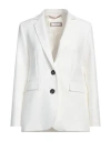 Peserico Easy Woman Blazer White Size 8 Polyester, Viscose, Cotton, Elastane