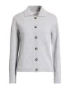Peserico Easy Woman Cardigan Grey Size 6 Wool, Cashmere, Polyester In Gray