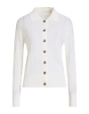Peserico Easy Woman Cardigan Ivory Size 6 Merino Wool In White