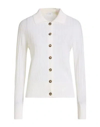 Peserico Easy Woman Cardigan Ivory Size 6 Merino Wool In White
