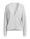 Peserico Easy Woman Cardigan Light Grey Size 6 Linen, Cotton, Viscose, Polyester, Metallic Fiber In Grey