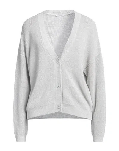 Peserico Easy Woman Cardigan Light Grey Size 6 Linen, Cotton, Viscose, Polyester, Metallic Fiber In Gray