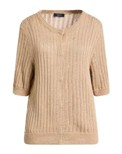 Peserico Easy Woman Cardigan Sand Size 14 Cotton, Polyester In Brown