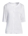 Peserico Easy Woman Cardigan White Size 16 Cotton, Polyester