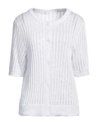 Peserico Easy Woman Cardigan White Size 16 Cotton, Polyester