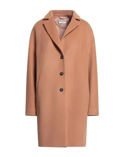 Peserico Easy Woman Coat Camel Size 6 Wool, Plastic In Neutral