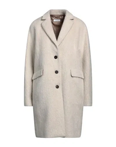 Peserico Easy Woman Coat Cream Size 10 Wool, Polyamide, Mohair Wool, Alpaca Wool In White