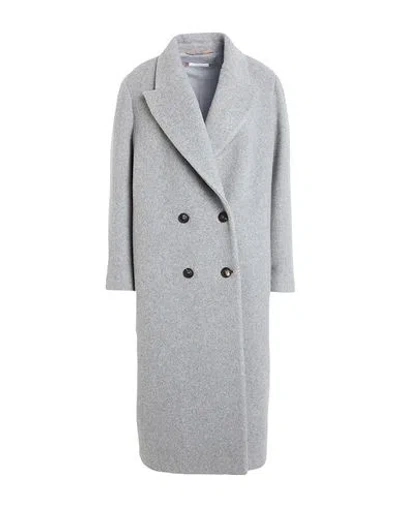 Peserico Easy Woman Coat Grey Size 6 Wool In Gray