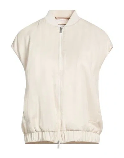 Peserico Easy Woman Jacket Beige Size 6 Viscose, Cupro, Cotton In Metallic