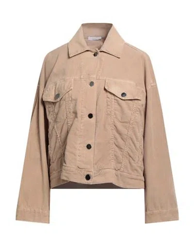 Peserico Easy Woman Jacket Camel Size 6 Cotton, Elastane In Neutral