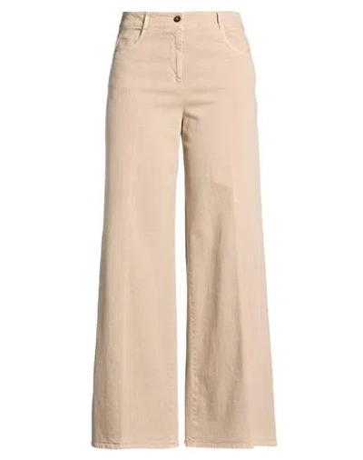 Peserico Easy Woman Jeans Beige Size 10 Cotton, Elastane In Neutral