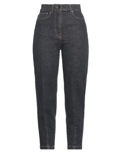 Peserico Easy Woman Jeans Blue Size 6 Cotton, Elastane, Leather
