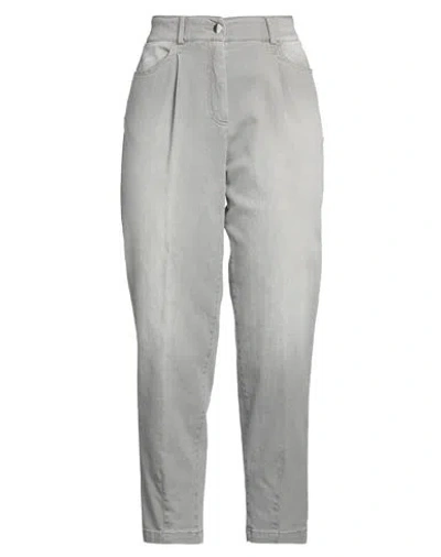 Peserico Easy Woman Jeans Grey Size 16 Cotton, Elastane