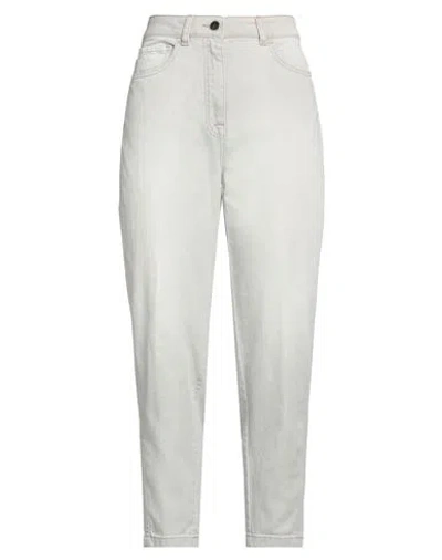 Peserico Easy Woman Jeans Light Grey Size 6 Cotton, Elastane