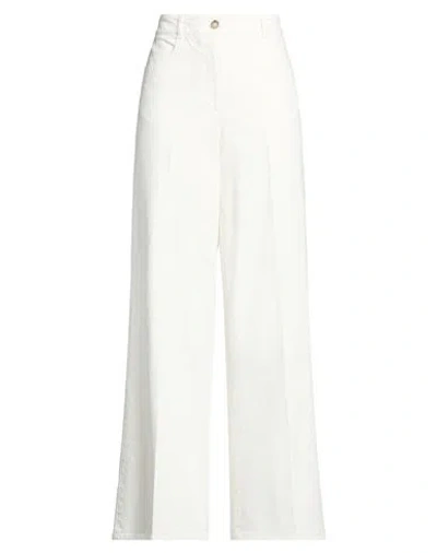 Peserico Easy Woman Jeans White Size 6 Cotton, Elastane