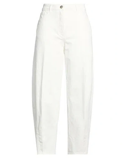 Peserico Easy Woman Jeans White Size 8 Cotton, Elastane