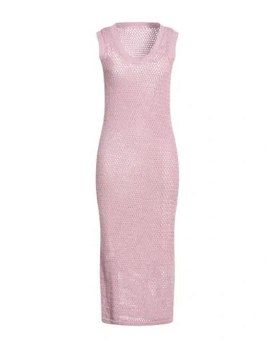 Peserico Easy Woman Maxi Dress Lilac Size 6 Linen, Cotton In Purple