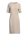 Peserico Easy Woman Midi Dress Beige Size 10 Polyester, Viscose, Cotton, Elastane