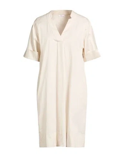 Peserico Easy Woman Midi Dress Beige Size 6 Cotton, Elastane In Neutral