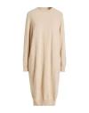 Peserico Easy Woman Midi Dress Beige Size 6 Merino Wool, Cashmere In Neutral