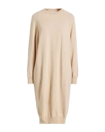 Peserico Easy Woman Midi Dress Beige Size 6 Merino Wool, Cashmere In Neutral