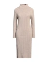 Peserico Easy Woman Midi Dress Beige Size 8 Wool, Cashmere, Polyester