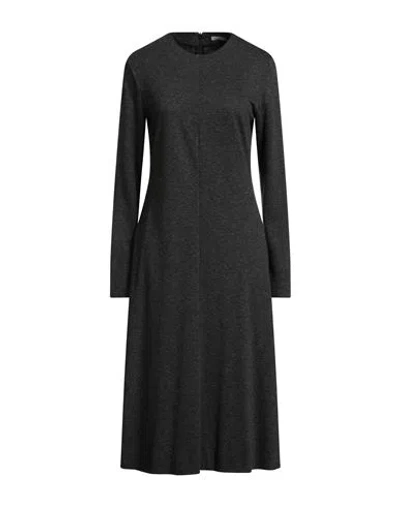 Peserico Easy Woman Midi Dress Charcoal Size 6 Viscose, Virgin Wool, Polyamide In Black