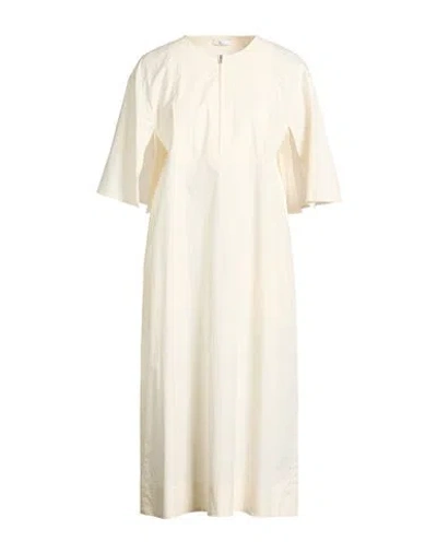 Peserico Easy Woman Midi Dress Cream Size 6 Cotton, Elastane In Metallic