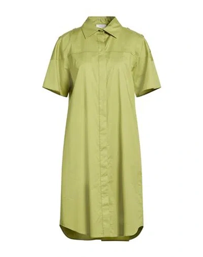 Peserico Easy Woman Midi Dress Green Size 10 Cotton, Elastane