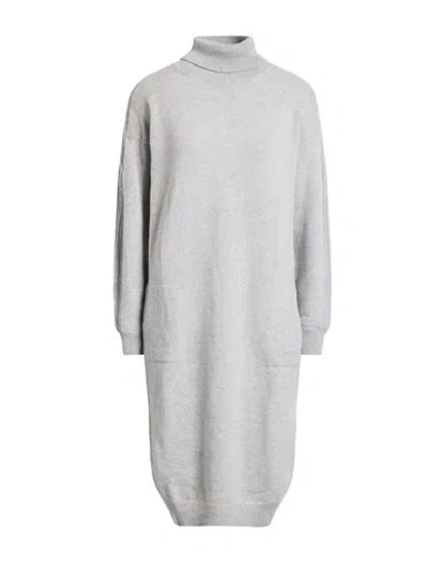 Peserico Easy Woman Midi Dress Grey Size 12 Merino Wool, Wool, Cashmere, Polyester In Gray