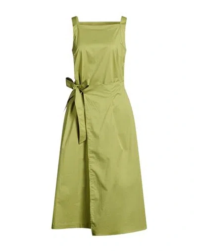 Peserico Easy Woman Midi Dress Lime Green Size 12 Cotton, Elastane