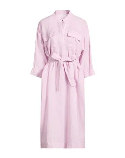 Peserico Easy Woman Midi Dress Mauve Size 6 Linen In Purple