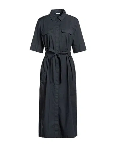 Peserico Easy Woman Midi Dress Navy Size 12 Cotton, Polyamide, Elastane In Blue
