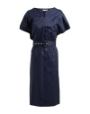 Peserico Easy Woman Midi Dress Navy Size 14 Cotton, Elastane In Navy