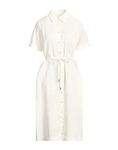 Peserico Easy Woman Midi Dress Pastel Yellow Size 6 Linen In White