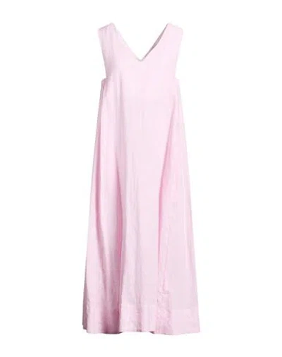 Peserico Easy Woman Midi Dress Pink Size 10 Linen