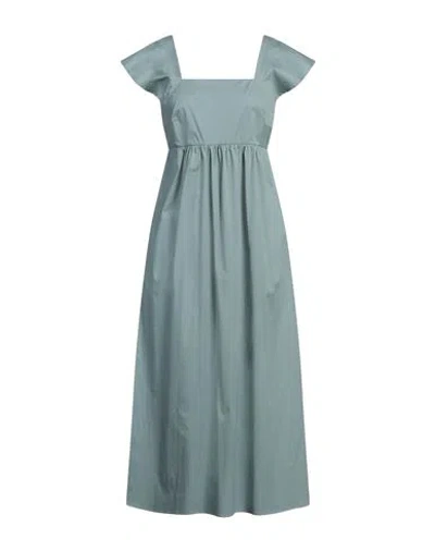 Peserico Easy Woman Midi Dress Sage Green Size 6 Cotton, Elastane