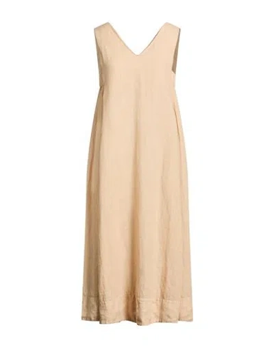 Peserico Easy Woman Midi Dress Sand Size 4 Linen, Cotton In Neutral